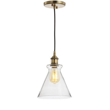Goldwater 7.5" Adjustable Drop Metal/Glass LED Pendant - JONATHAN Y